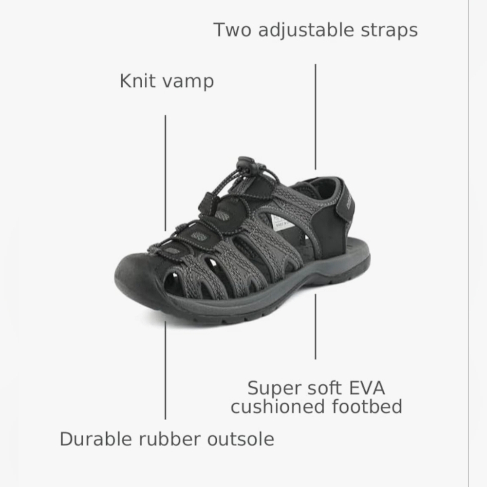 Dream Pairs Men's Black/Grey Adventurous Summer Outdoor Sandals Size 13 - Picture 7 of 12